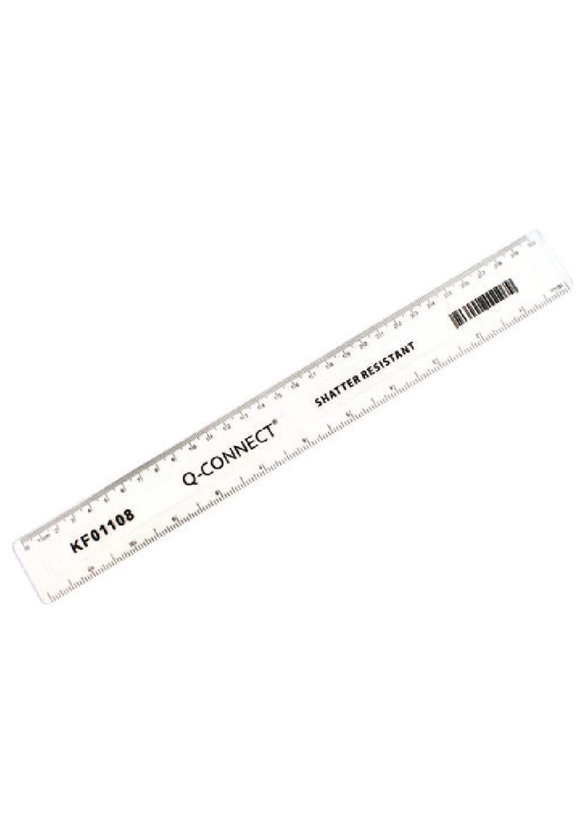 Q-Connect 300mm Shatterproof Ruler - Clear Acrylic With Metric & Imperial Scales - View #10